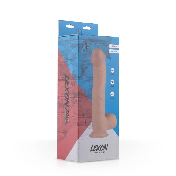Real Fantasy Lexon - dildo ar sēkliniekiem, realistisks, 33 cm, gaišs