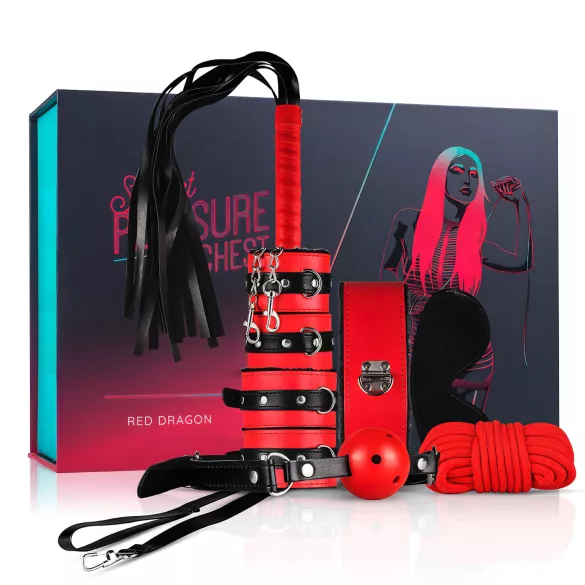 Secret Pleasure Chest - BDSM komplekts pieredzējušajiem - 10 daļas (sarkans)