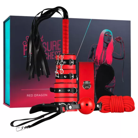 Secret Pleasure Chest - BDSM komplekts pieredzējušajiem - 10 daļas (sarkans)