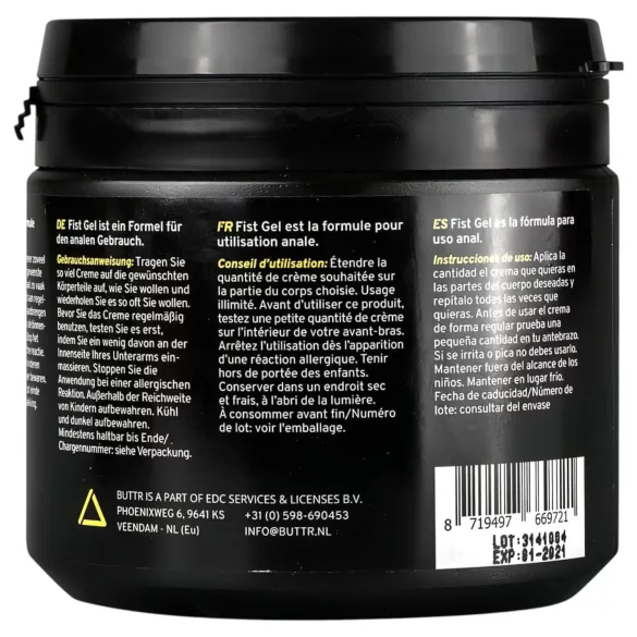 BUTTR fisting želeja, ūdens bāzes lubrikants, 500ml