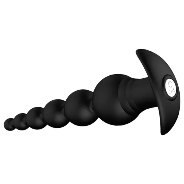 Cheeky Love - anālais vibrators ar pērlītēm un tālvadību, uzlādējams, melns