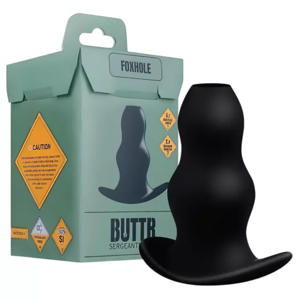 BUTTR Foxhole - dobs anālais dildo ar atvērumu melns