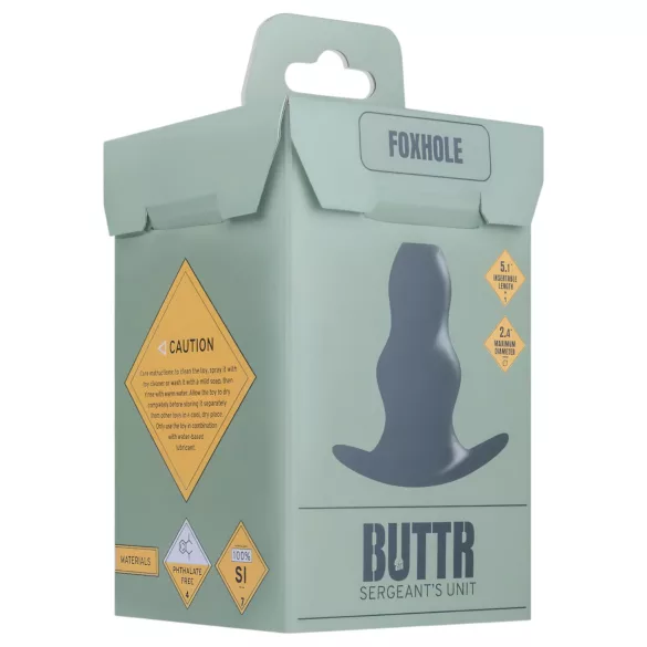 BUTTR Foxhole - dobs anālais dildo ar atvērumu melns