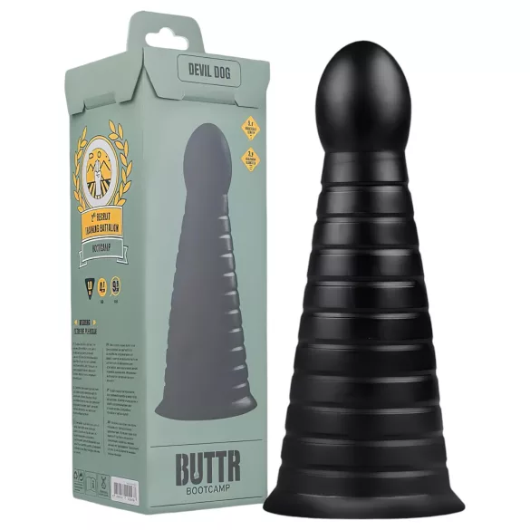 BUTTR Devil Dog - dildo ar piesūcekni melns