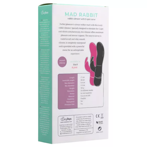 Easytoys Mad Rabbit - klitora vibrators ar truša ausīm rozā