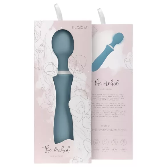 Bloom Orchid Wand - masāžas vibrators ar akumulatoru, tirkīza