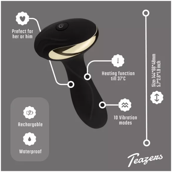 Teazers - anālais vibrators ar sildošu funkciju melns