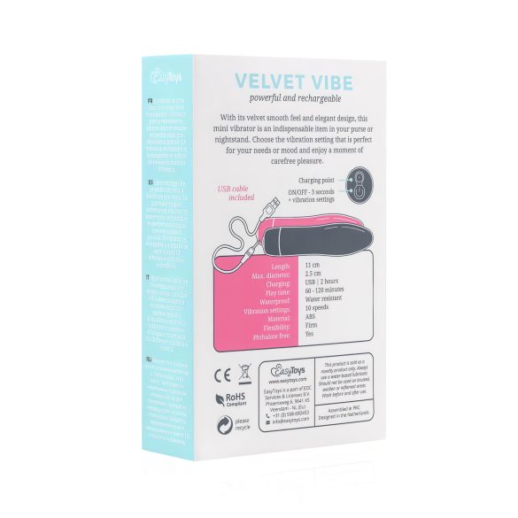 Easytoys Velvet Vibe - uzlādējams stienīša vibrators (melns)