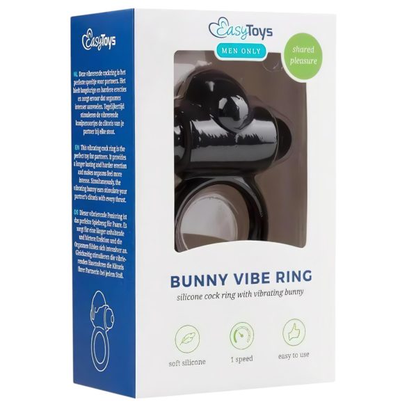 EasyToys Bunny - vibrējošs dzimumlocekļa gredzens melns