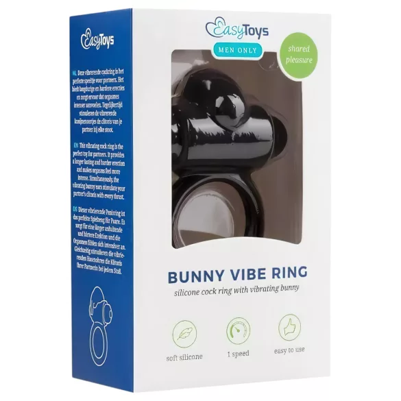 EasyToys Bunny - vibrējošs dzimumlocekļa gredzens melns