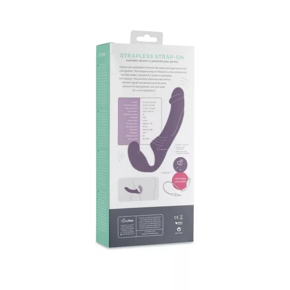 Easytoys - uzlādējams strap-on vibrators bez stiprinājuma, violets