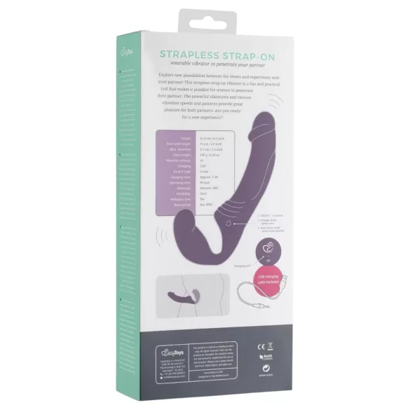 Easytoys - uzlādējams strap-on vibrators bez stiprinājuma, violets