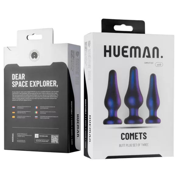 Hueman Comets - silikona anālo aizbāžņu komplekts 3 gab. violets