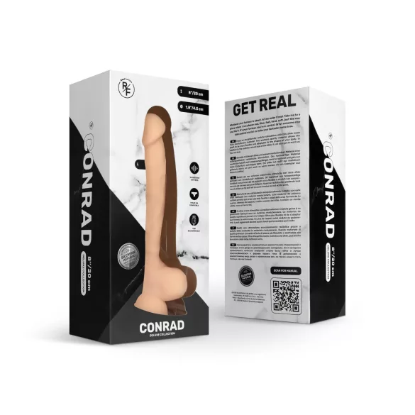 Real Fantasy Conrad - pievienojams vibrators ar piesūcekni 20 cm dabīgs