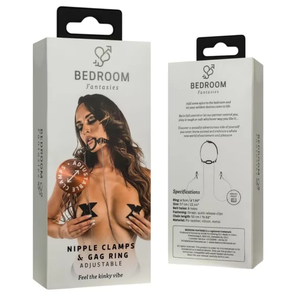 Bedroom Fantasies - mutes aizbāznis un krūtsgalu klipši sudraba-melni
