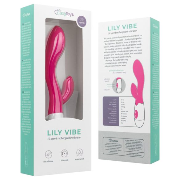 Easytoys Lily 2.0 - uzlādējams vibrators ar klitora stimulatoru rozā