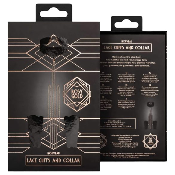 Rosy Gold - kakla siksna un rokas aproces melnā krāsā