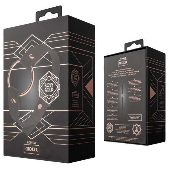 Rosy Gold - kaklasiksna ar metāla detaļām melnā un rožu zelta krāsā