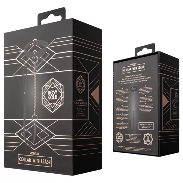 Rosy Gold - kaklasiksna un pavada melna/rožu zelta