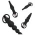 Easytoys - akumulatora anālais vibrators komplekts - 4 daļas (melns)