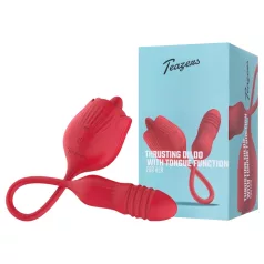   Teazers Rose - kustinošs vibrators ar mēlītes klitora stimulatoru (sarkans)