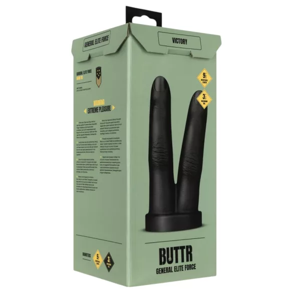 BUTTR Victory - dubultais anālais dildo, melns