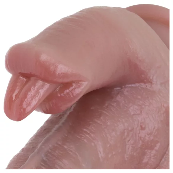 Real Fantasy Logan - sildošs stūmējvibrators ar klitora mēlīti (ķermeņa krāsā) - 22 cm