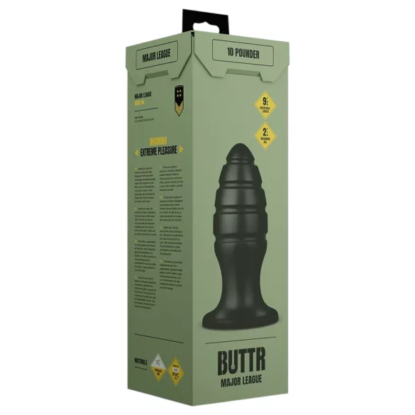 BUTTR Aftershock - liels anālais plugs (melns) - 23 cm