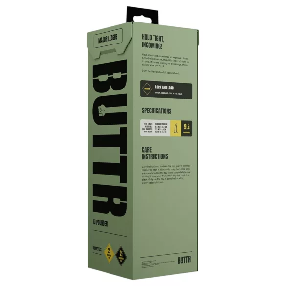 BUTTR Double Ribbed - milzu rievots anālais plugs (melns) - 26 cm
