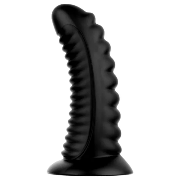 BUTTR Double Ribbed - milzu rievots anālais plugs (melns) - 26 cm