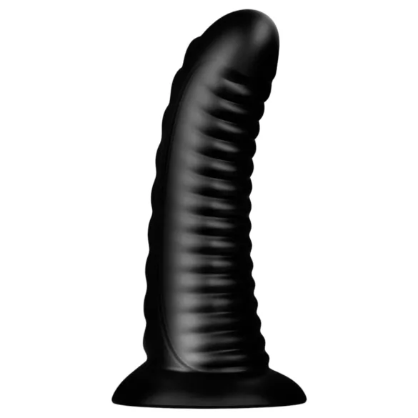 BUTTR Double Ribbed - milzu rievots anālais plugs (melns) - 26 cm