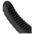 BUTTR Double Ribbed - milzu rievots anālais plugs (melns) - 26 cm