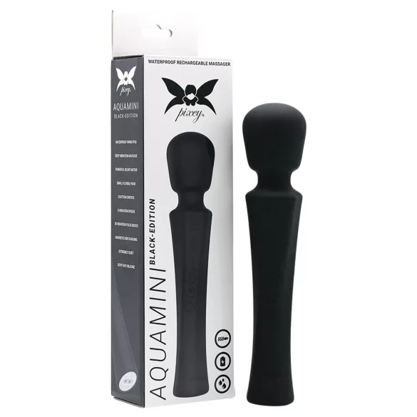 Pixey Aquamini - mini masāžas zizlis vibrators (melns)