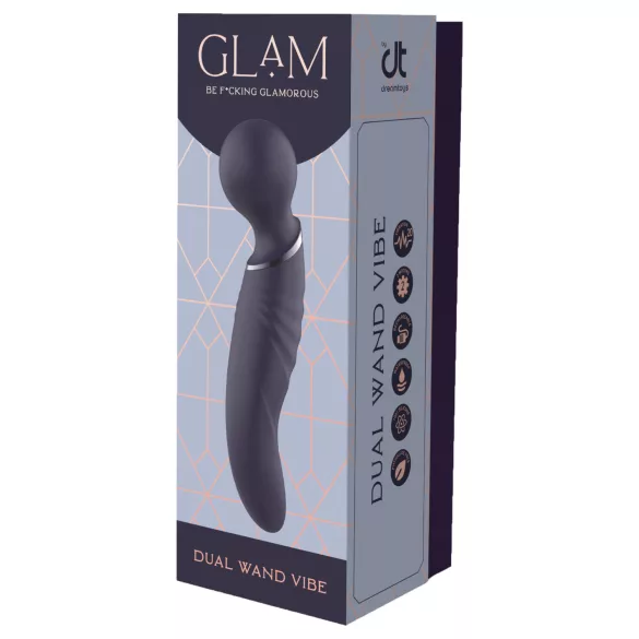 Glam - divpusējs wand vibrators (tumši pelēks)