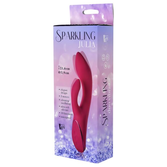 Mirdzošais Julia Duo - uzlādes klitora vibrators (sarkans)