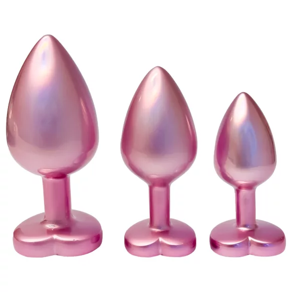 Dreamtoys Gleaming Love - sirds formas anālo aizbāžņu komplekts (rozā)