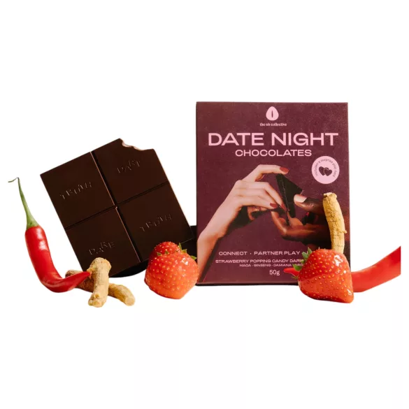 The Oh Collective Date Night - tumšā šokolāde ar kaislīgi zemenēm pāriem (50 g)