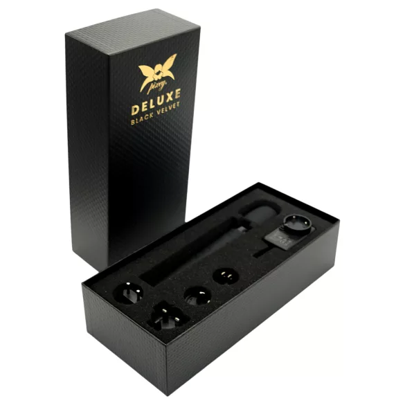 Pixey Deluxe Black Velvet - vidēja izmēra burvju nūjiņas vibrators (melns)