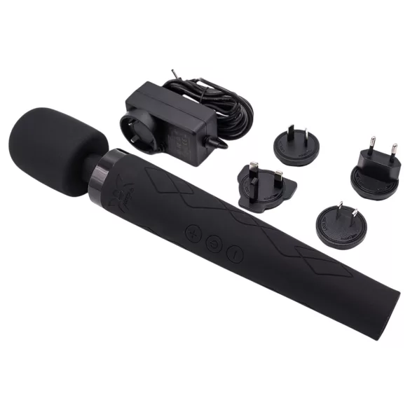 Pixey Deluxe Black Velvet - vidēja izmēra burvju nūjiņas vibrators (melns)