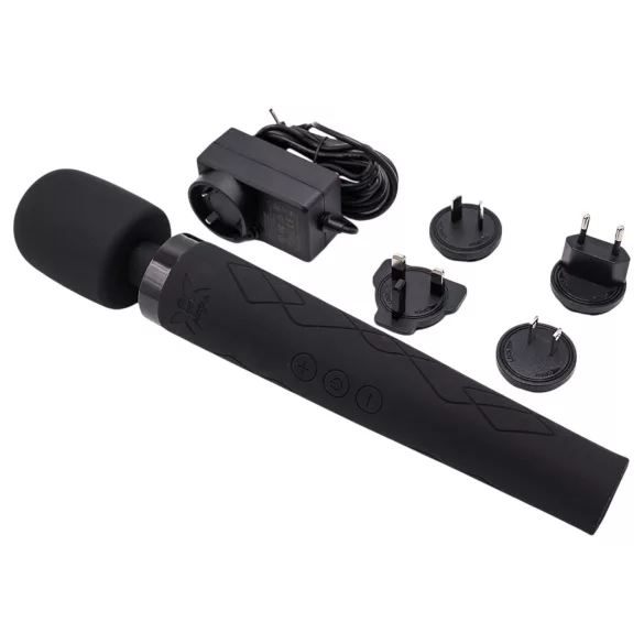 Pixey Deluxe Black Velvet - burvju nūjiņas vibrators L (melns)