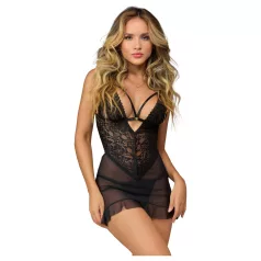   Zôf Eve - caurspīdīgs mežģīņu babydoll ar stringiem (melns)