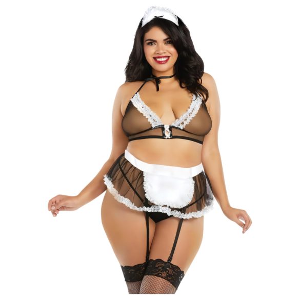 Dreamgirls Plus Size Sulīga Istabenes Kostīms - Caurspīdīgs Tīkliņš (XL-XXL)