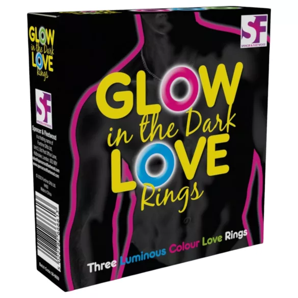 Love Rings - tumsā spīdošu dzimumlocekļa gredzenu komplekts (3 gab.)