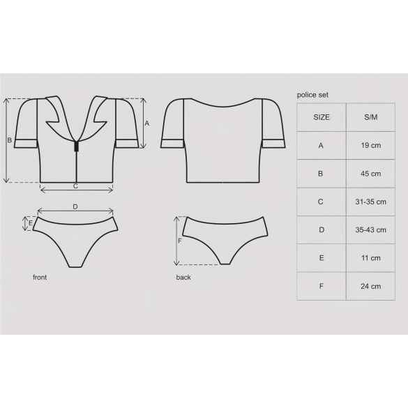 Obsessive policistes kostīms komplekts sievietēm S/M
