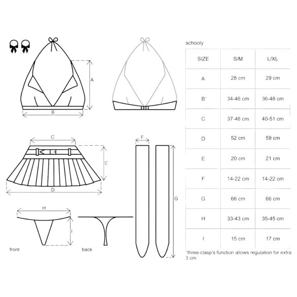Obsessive skolnieces kostīms komplekts 6 daļas