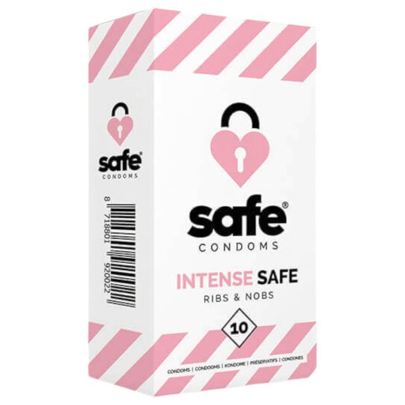 SAFE Intense Safe - rievotas un punktveida prezervatīvi (10 gab.)