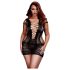 BACI Plus Size - melna korsetes mini kleita, īsiem piedurknēm (XL-XXL)