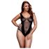 BACI Plus Size - izmeklēts, tīklojuma bodijs - melns (XL-XXL)