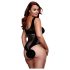BACI Plus Size - izmeklēts, tīklojuma bodijs - melns (XL-XXL)