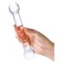 GLAS - caurspīdīgs divgalu G-punkta stikla dildo